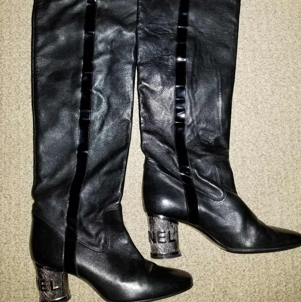 Chanel Thigh High Leather Boots